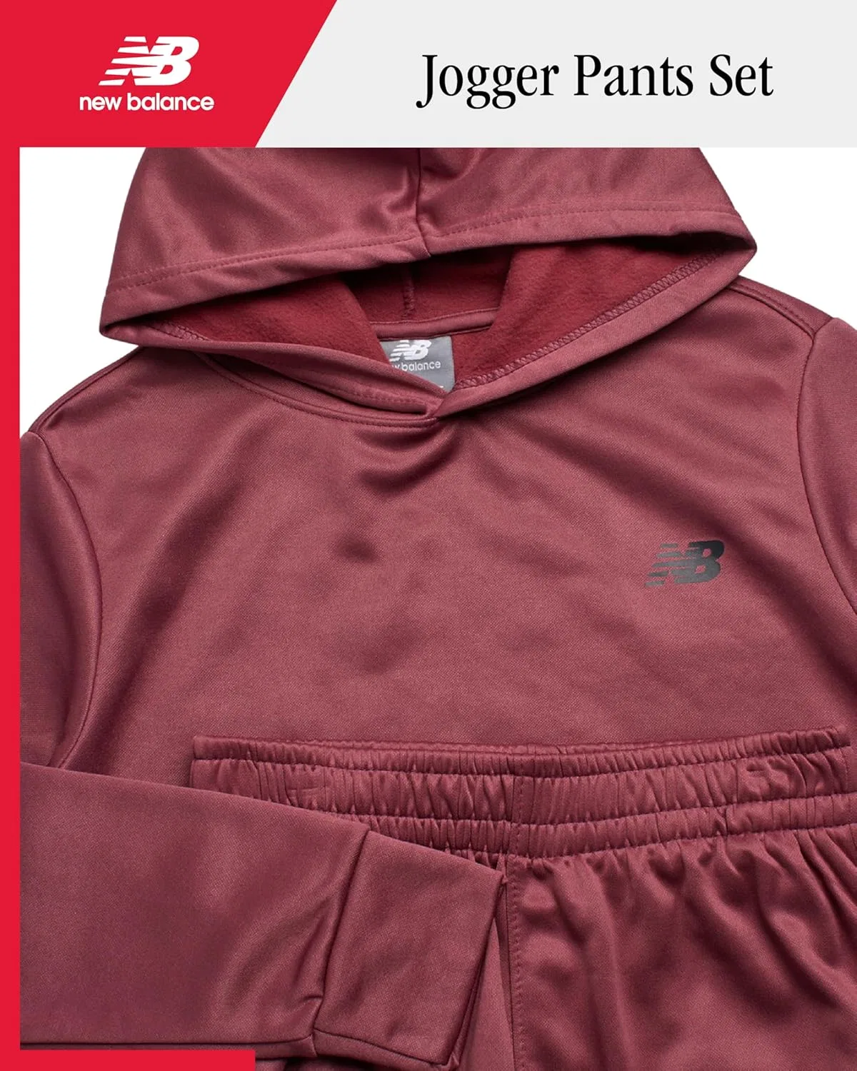 Спортивный костюм для мальчиков из флиса Tech Fleece New Balance, 2 предмета, цвет Washed Burgundy — фото 2
