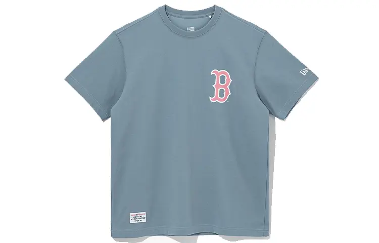 

New Era Мужские футболки серо-синего цвета с круглым вырезом, умеренно прямой крой, Синий, New Era Мужские футболки серо-синего цвета с круглым вырезом, умеренно прямой крой