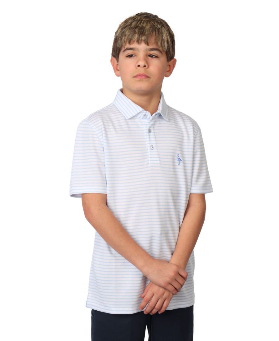 

Детская рубашка-поло из модала пике с полосками, окрашенными пряжей Tailorbyrd, Blue