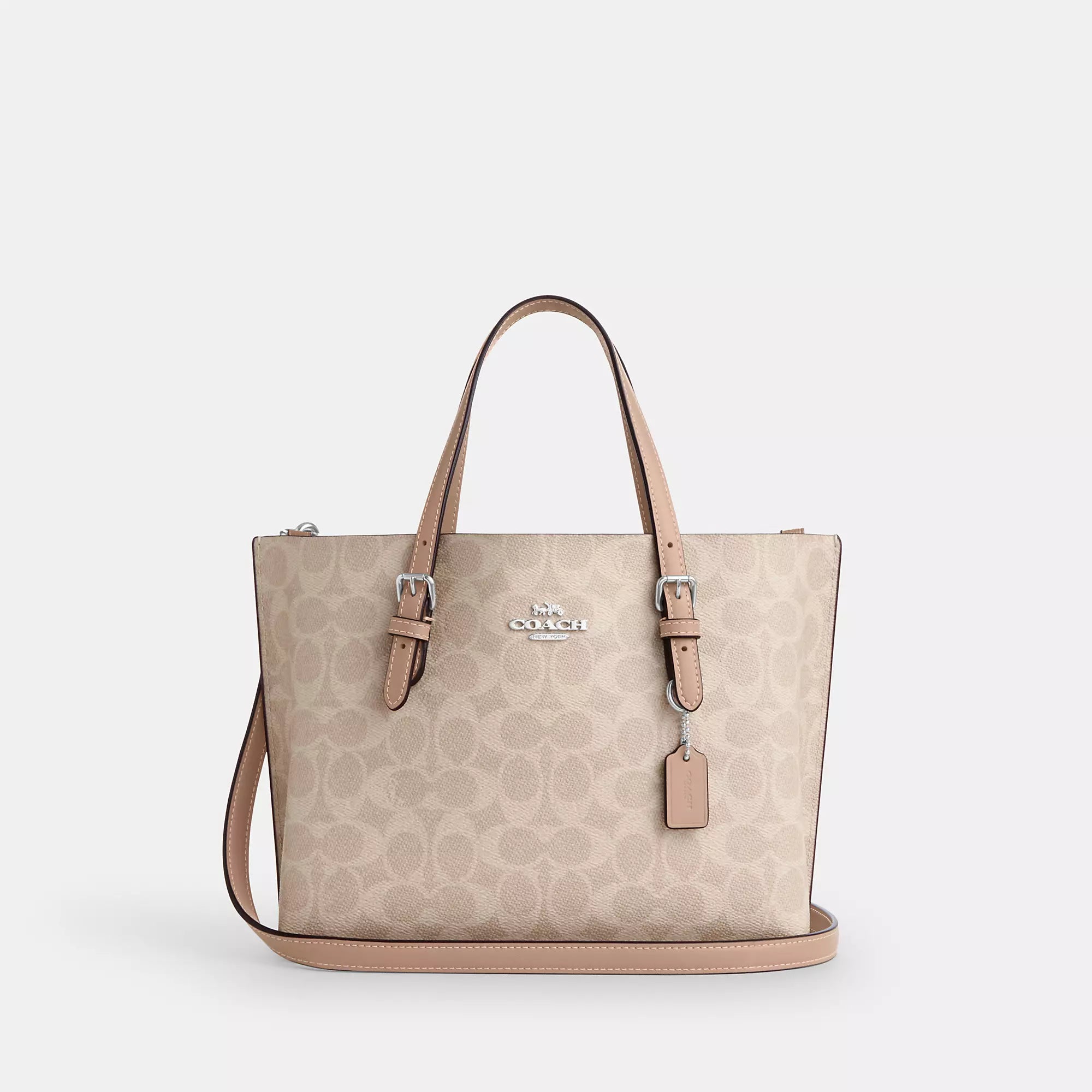 

Сумка-тоут Coach Outlet Mollie 25 из фирменного холста, серебряный/песочный/серо-коричневый