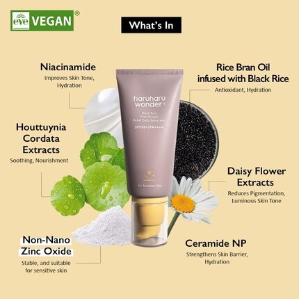 Haruharu Wonder Black Rice Pure Mineral Relief Ежедневный солнцезащитный крем 50 мл — для всех типов кожи, включая чувствительную — фото 2