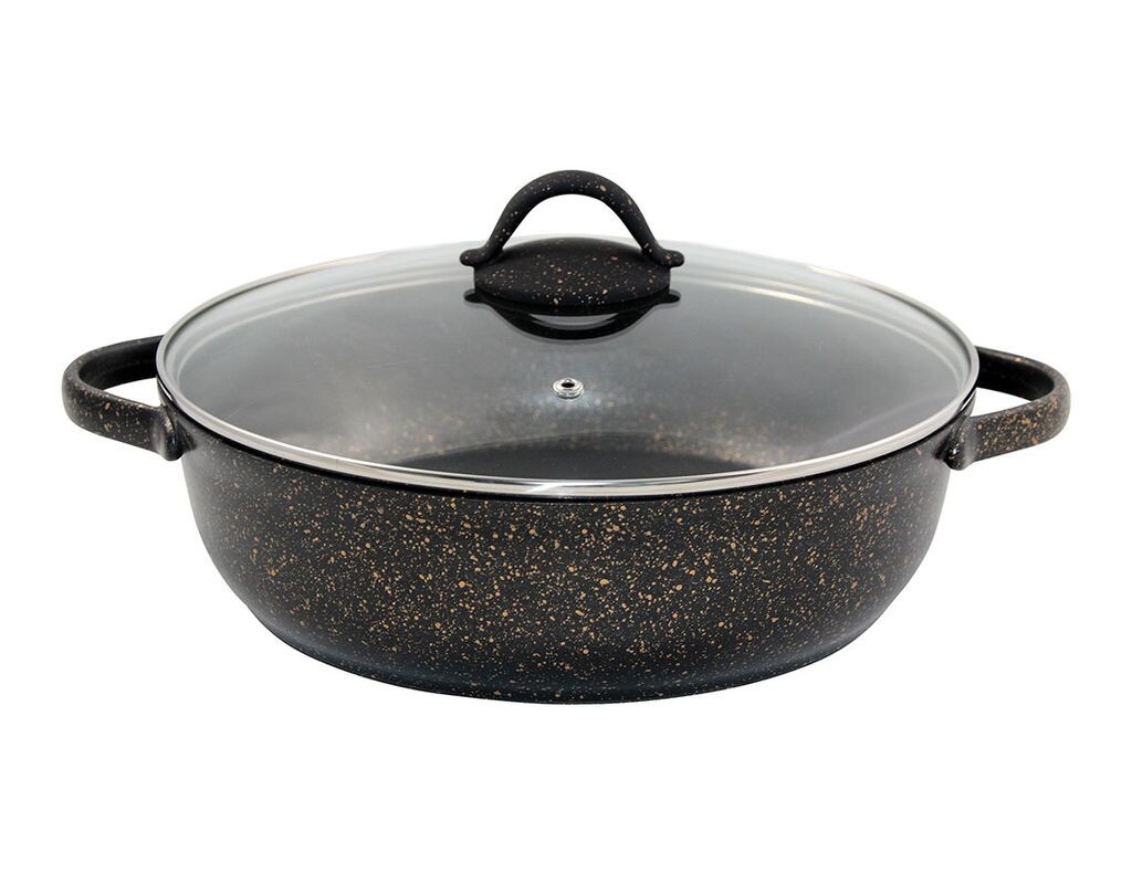 

Жаровня сервировочная с гранитно-керамическим покрытием 3 л Ø 28 см, золотой дизайн Rukauf