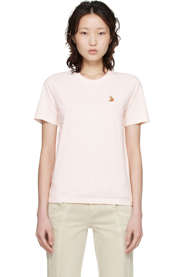 

Maison Kitsuné Обычная футболка с изображением розовой мечтательной лисы