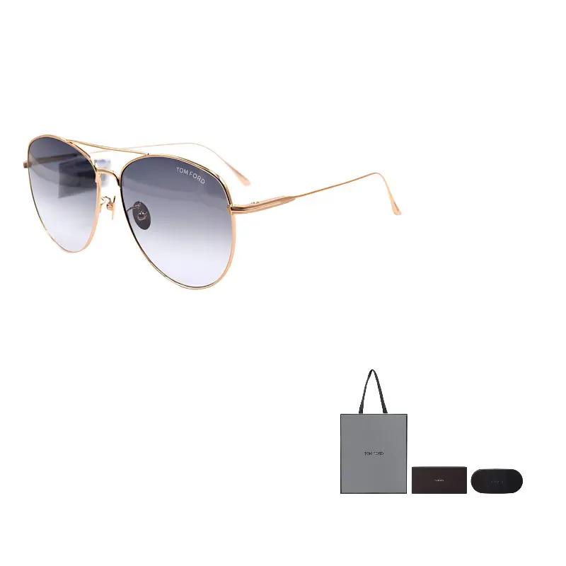 

TOM FORD Титановые авиаторские солнцезащитные очки унисекс, Gold/Gray Gradient