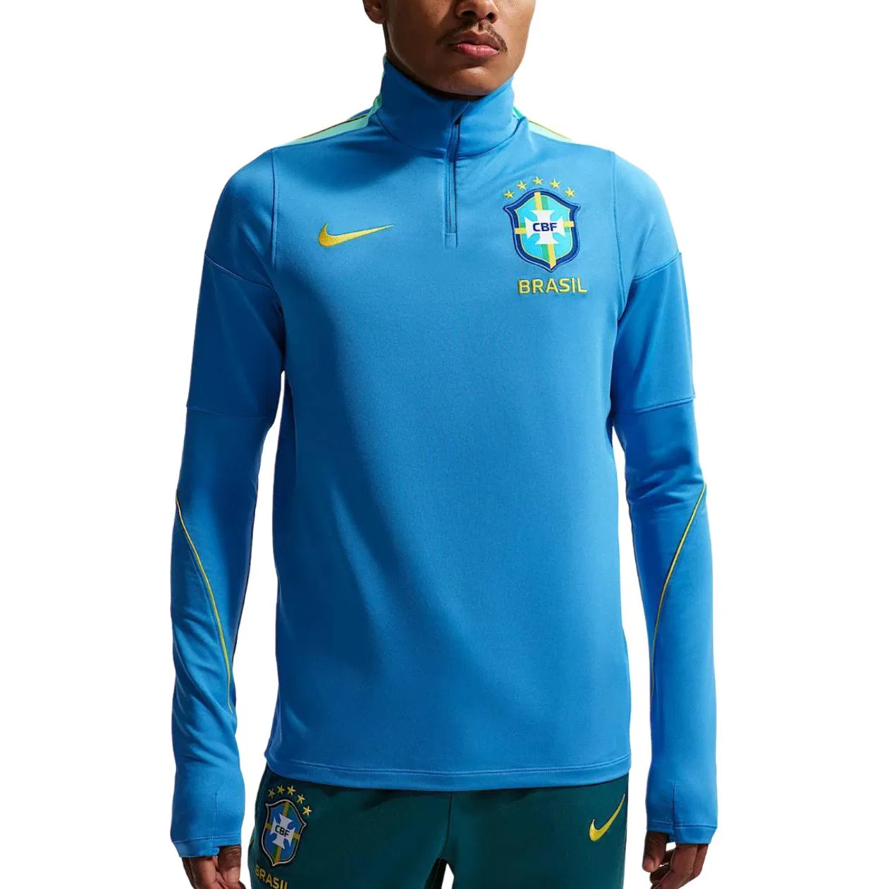Тренировочная футболка Brazil Strike Men's Dri-FIT Nike, Light Photo Blue/Light Mint Green/West & Gold