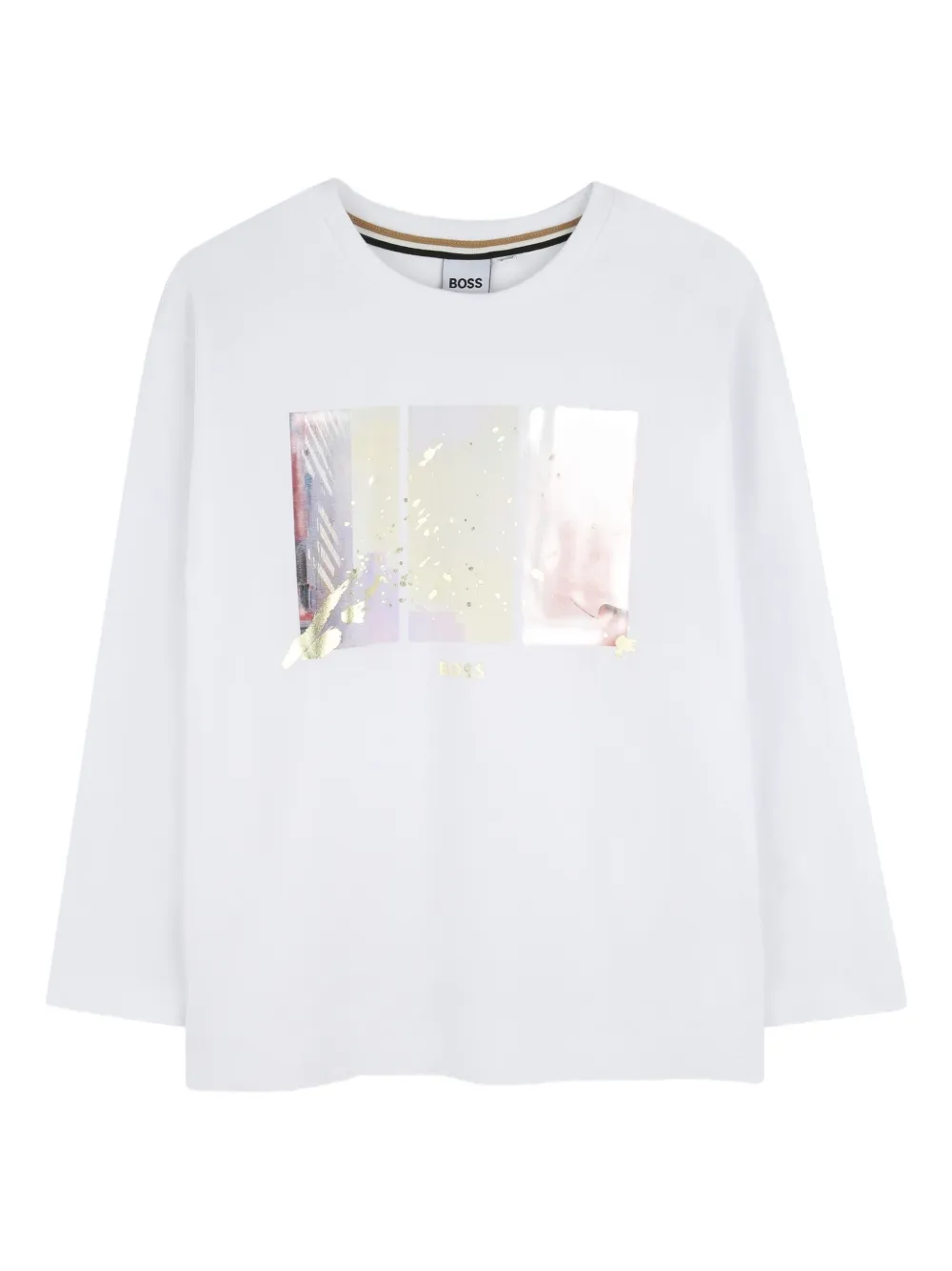 

Футболка с длинными рукавами и графичным принтом BOSS Kidswear, белый