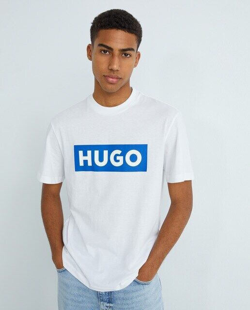 

Мужская хлопковая футболка с коротким рукавом Hugo Blue, белый