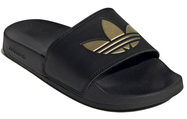 Тапочки adilette lite slide 'black matte gold' Adidas, черный — фото 4