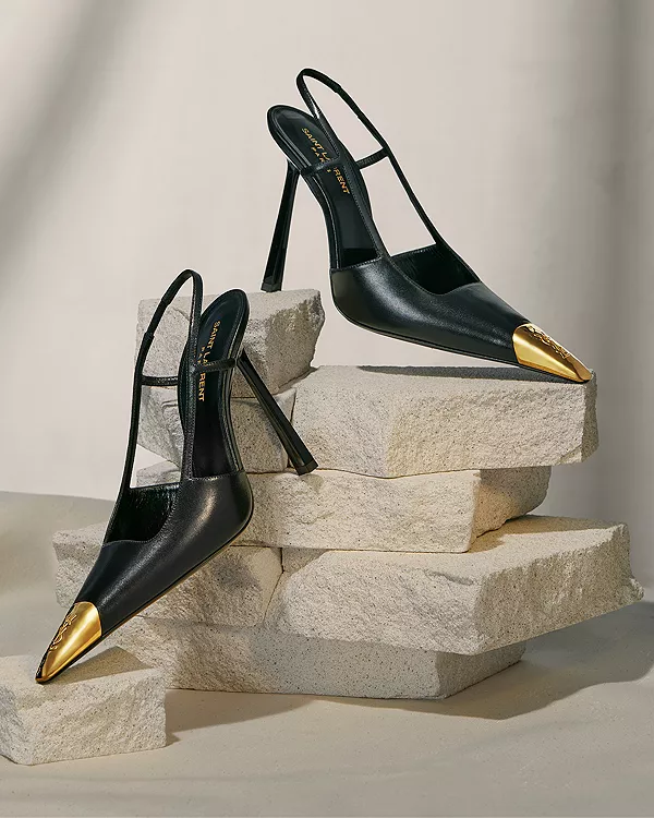 Женские туфли-лодочки Jeanne с открытой пяткой Saint Laurent, черный — фото 3