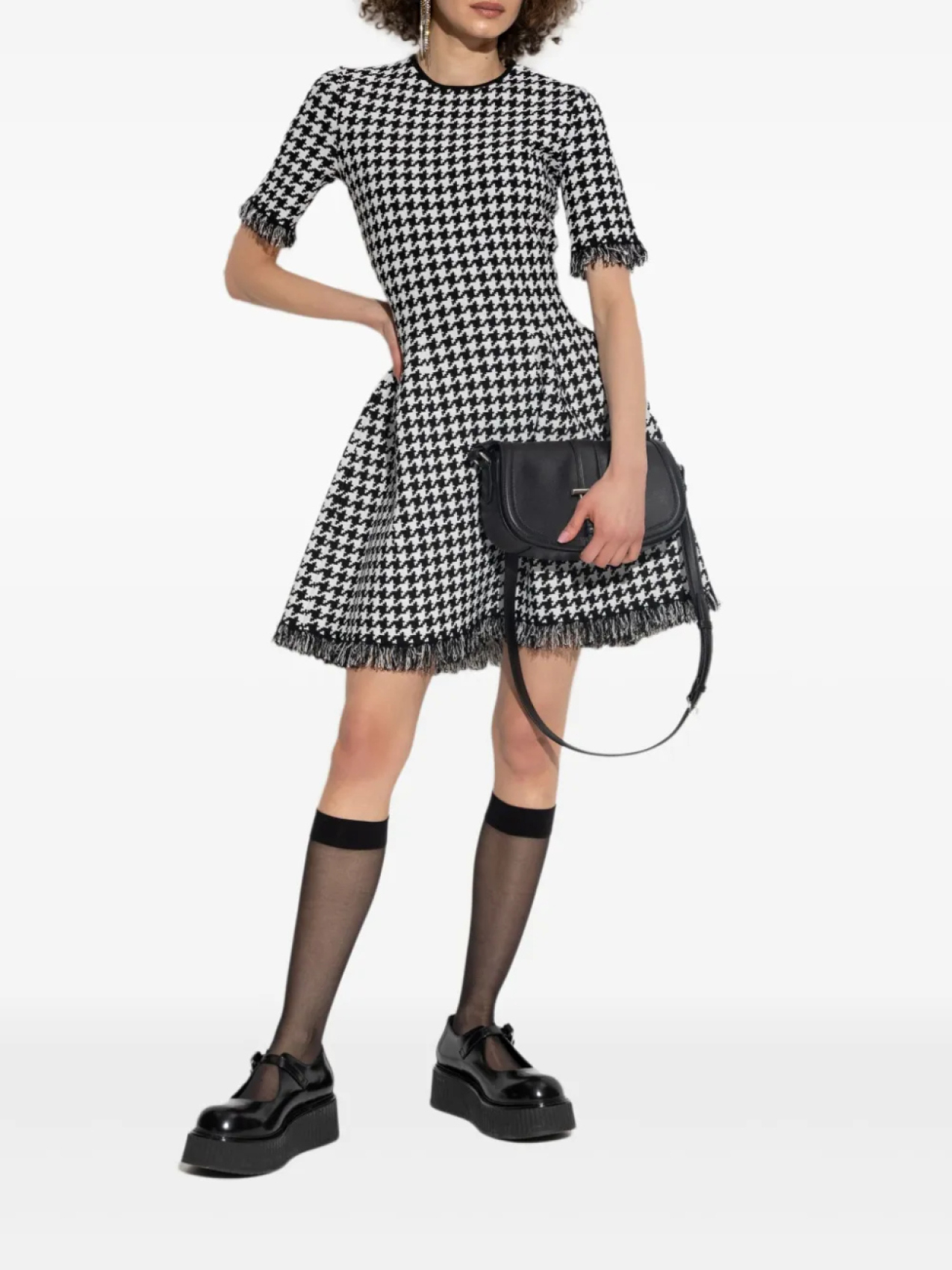 

Платье в ломаную клетку Alexander McQueen, черный