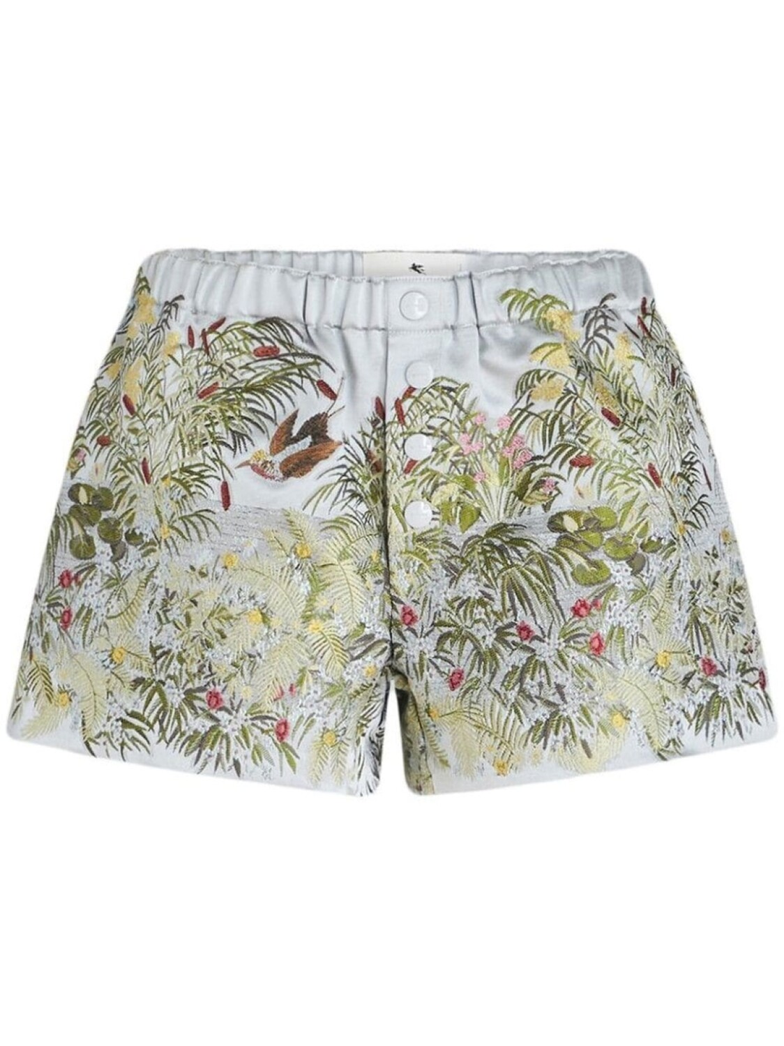 

ETRO атласные шорты с вышивкой, серый