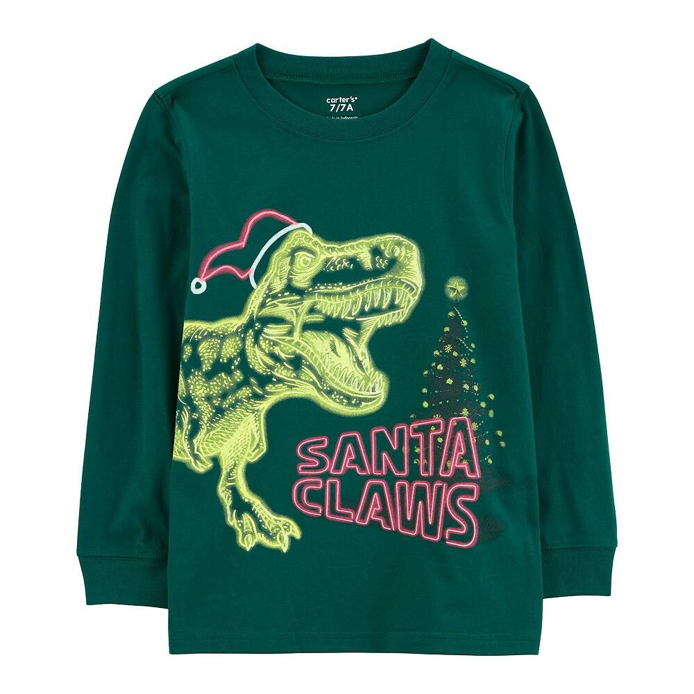 

Футболка Carter's с длинными рукавами и рисунком для мальчиков 4–14 лет, цвет Green Dino