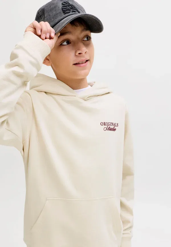 Толстовка с капюшоном Jornorrebro typo back hood sn jnr hoodie Jack & Jones Junior, античный белый — фото 4