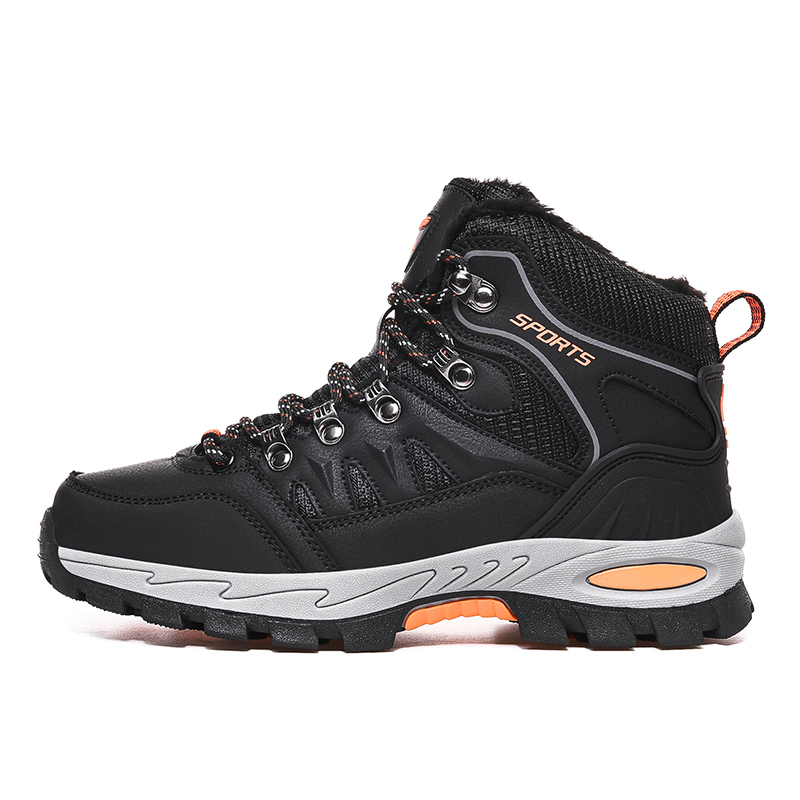 

BIANSULONG Антискользящие и износостойкие водонепроницаемые высокие треккинговые ботинки унисекс черные A23 с подкладкой из черного флиса, цвет A23 Black-Fleece-Lined