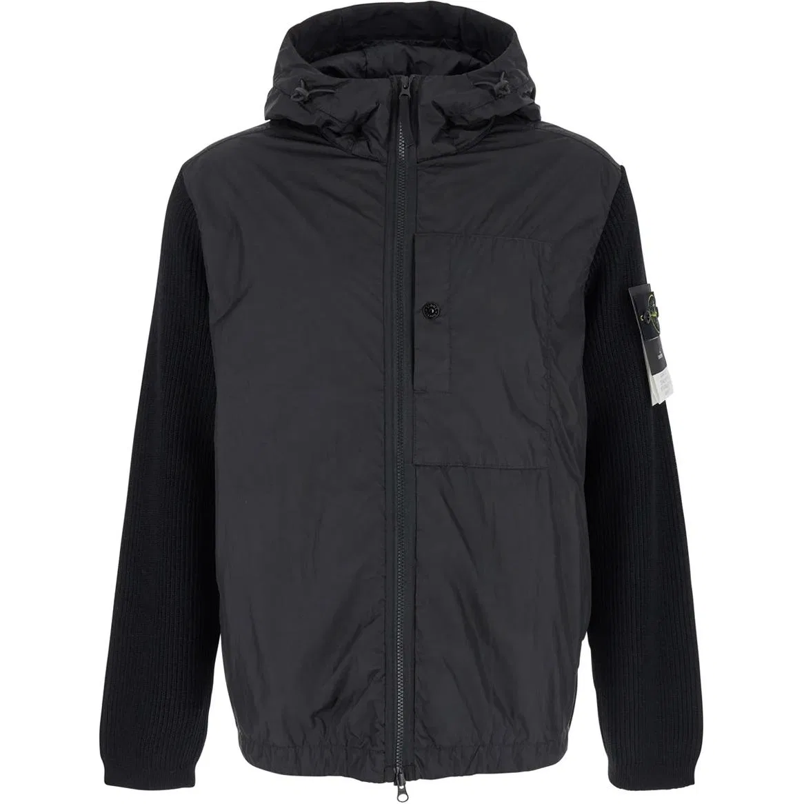 Утепленная куртка с капюшоном на молнии STONE ISLAND, Black