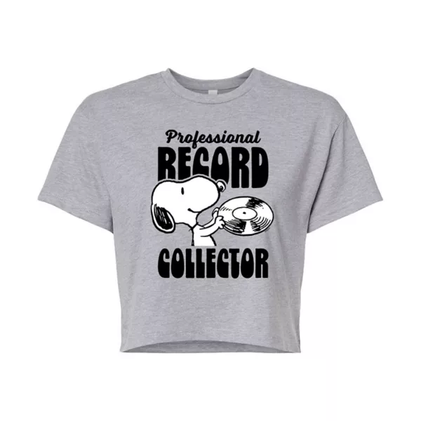

Укороченная футболка Juniors Peanuts Snoopy Record Collector Licensed Character, серый