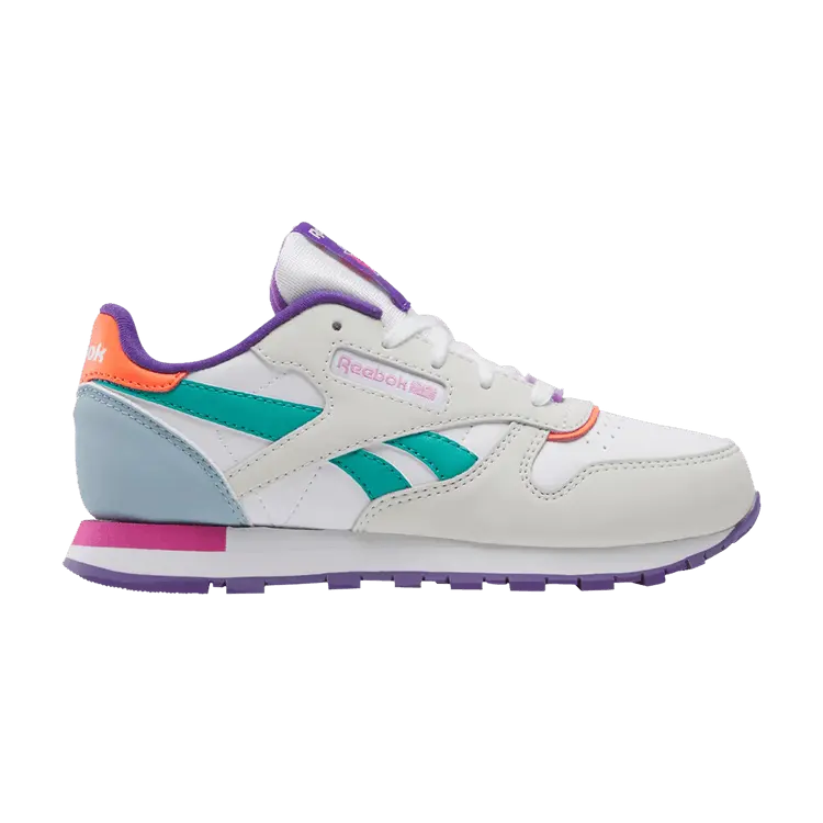 

Кроссовки Reebok Classic Leather Little Kid Grey Purple Pink, белый