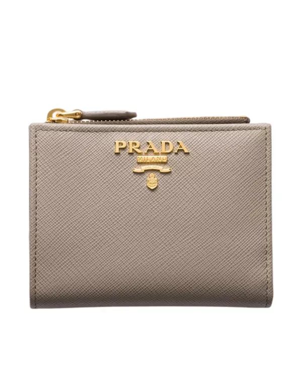 

Небольшой кошелек из сафьяновой кожи Prada, бежевый