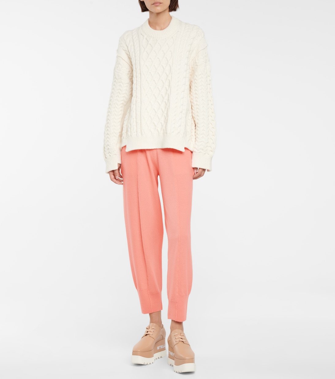 Спортивные брюки из девственной шерсти Stella McCartney, Sherbet Orange — фото 2