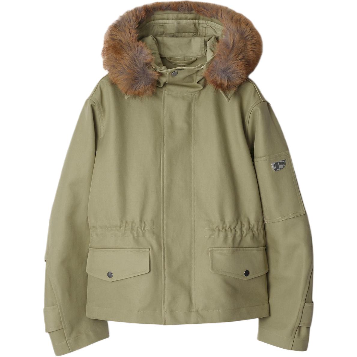 Парка из хлопка с отделкой из искусственного меха Burberry, хаки — фото 3