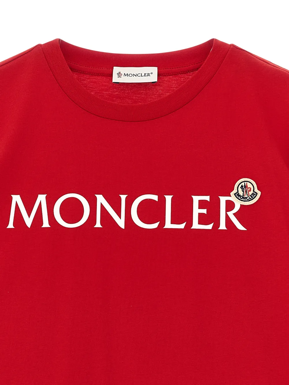 Футболка с нашивкой-логотипом Moncler Enfant, красный — фото 3