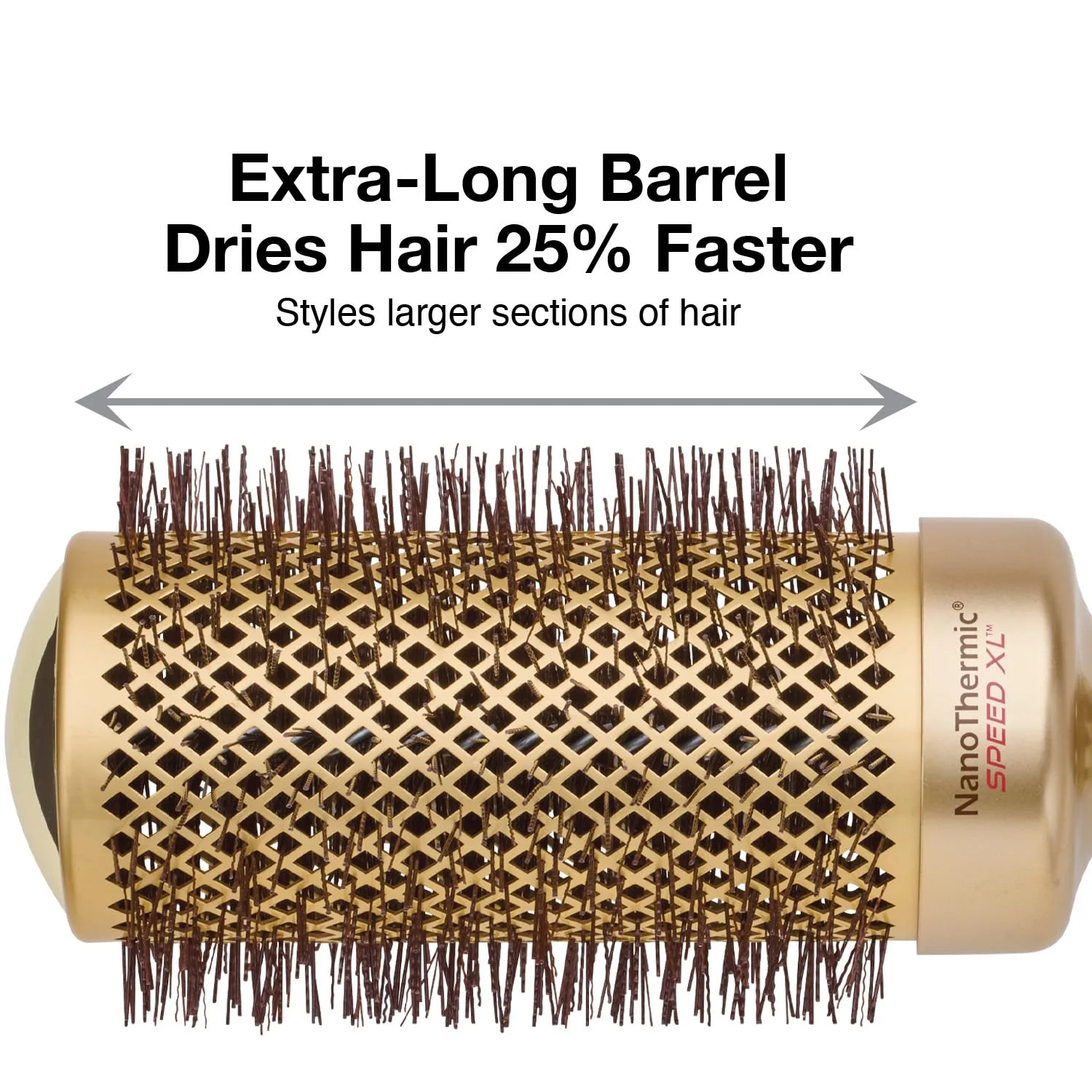 Термощетка для укладки волос Olivia Garden NanoThermic Ceramic + Ion Speed ​​XL Round Thermal Hair Brush - не электрическая - профессиональная щетка для нормальных и густых волос. 7 см — фото 3