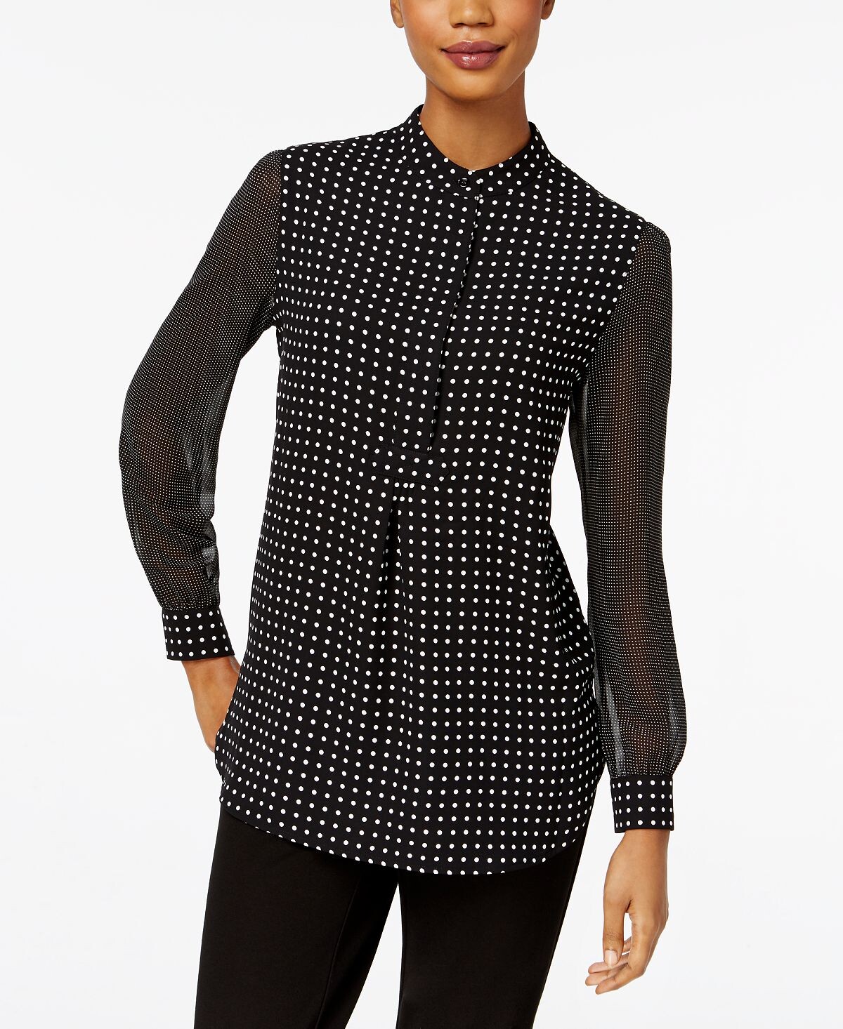

Блузка Petite с принтом в горошек Anne Klein