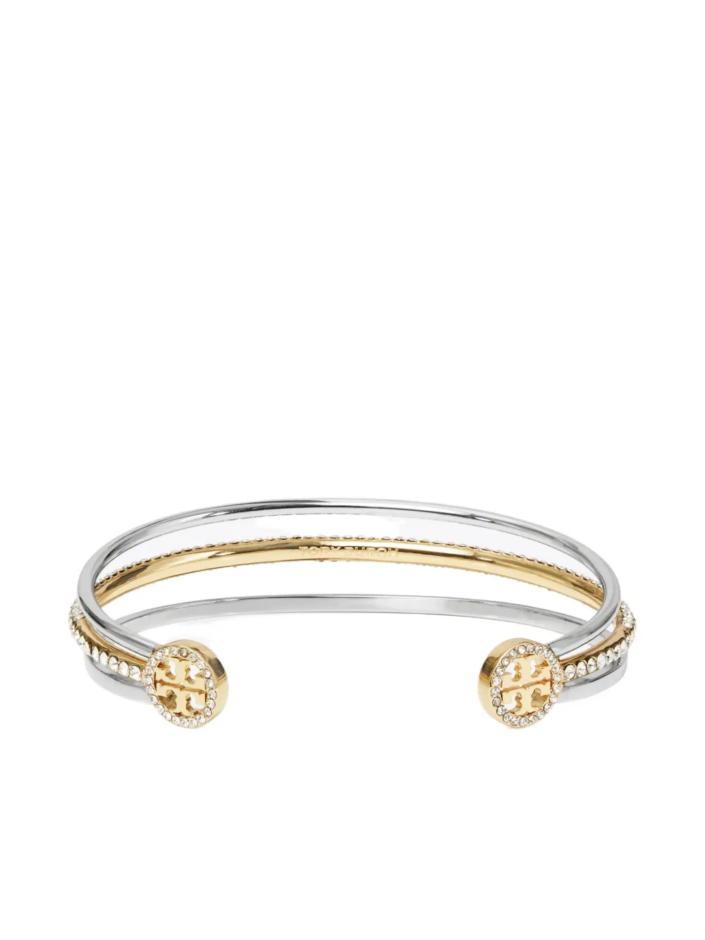 

Иконовый браслет-кафф с разноцветным паве Tory Burch