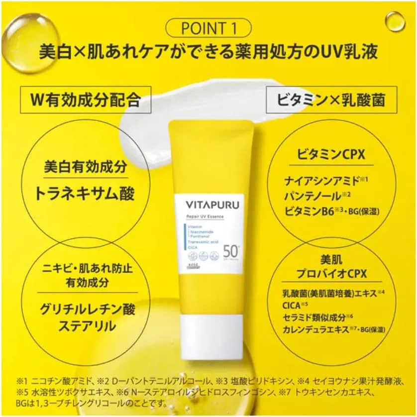Солнцезащитная эмульсия Vitapul Repair Vitamin UV SPF50+ PA++++ 50 мл белый — фото 3