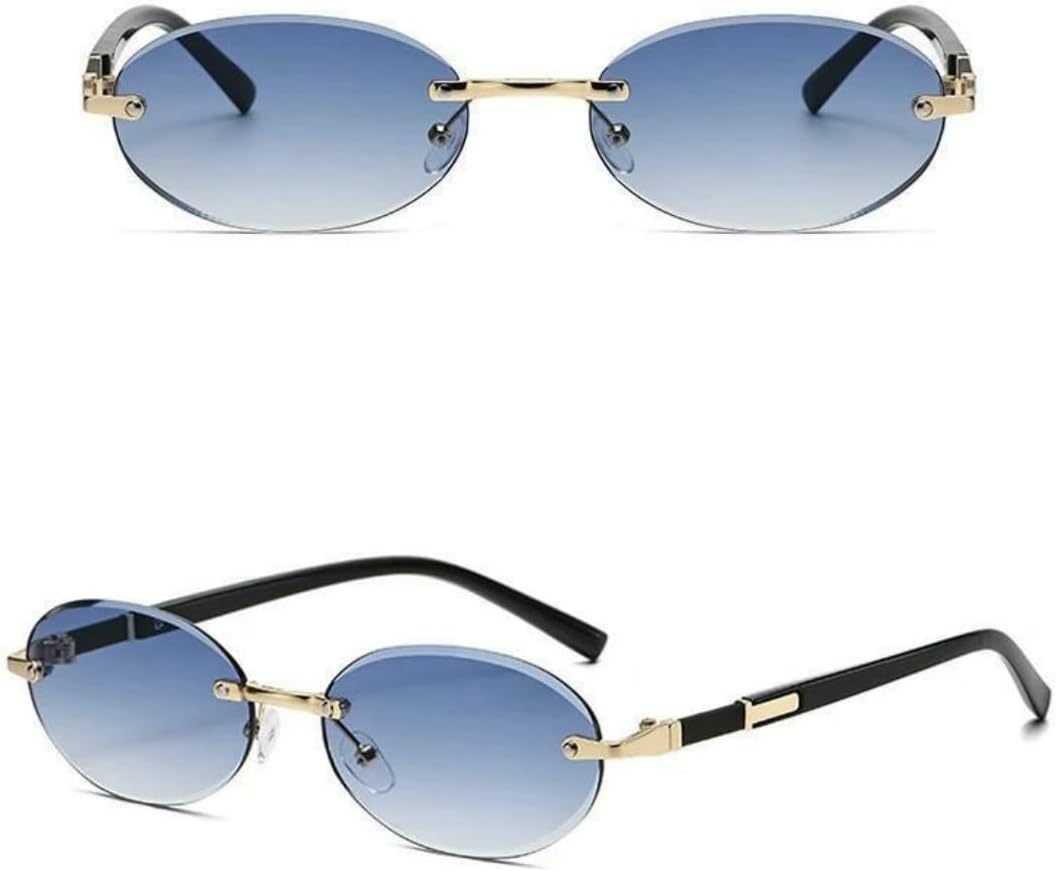 

Солнцезащитные очки Популярные женские и мужские солнцезащитные очки с козырьком Овальные солнцезащитные очки для путешествий Солнцезащитные очки с защитой от УФ-излучения 400 Без оправы Круглые модные DMMWCX, Blue