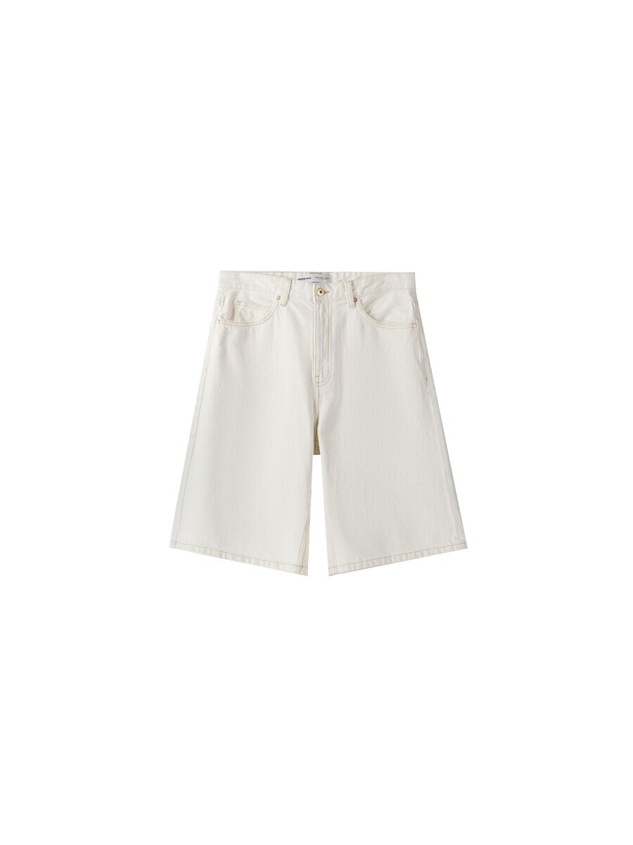 

Джинсовые шорты Bershka Wide leg Jeans, экрю
