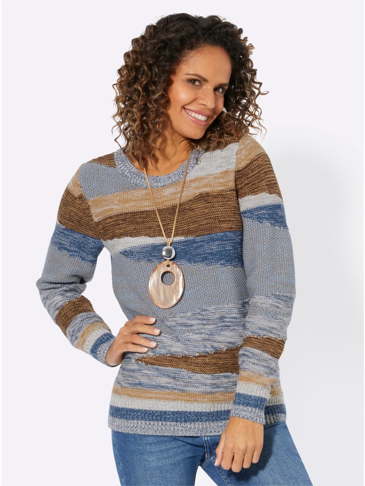 

WITT WEIDEN Вязаный свитер с узором в джинсово-голубых и бежевых тонах