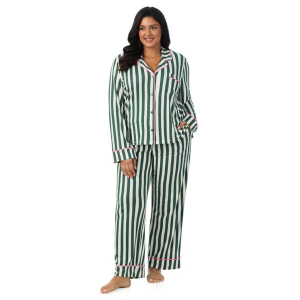 

Уютный комплект пижамы Plus size с длинными рукавами и вырезом-лодочкой Beauty Sleep Social, цвет witching hour