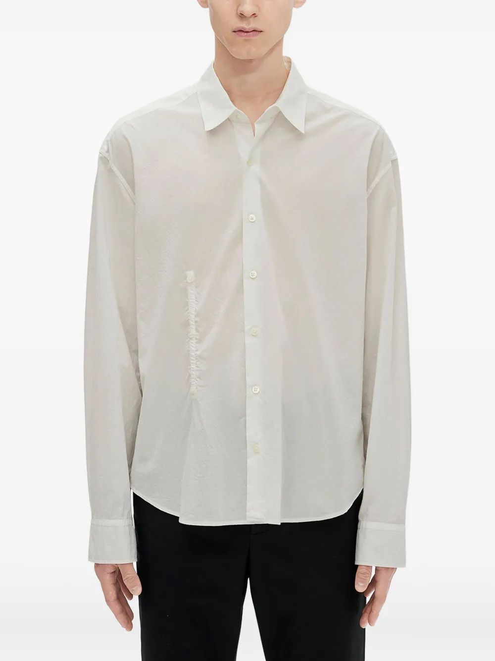 

Хлопковая рубашка с принтом-текстом Ann Demeulemeester, белый