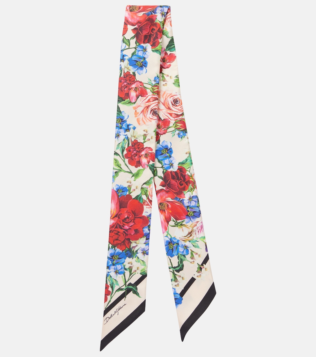 

Шелковый твиловый шарф с цветочным принтом Dolce&Gabbana, Bouquet Fiori F.Nudo
