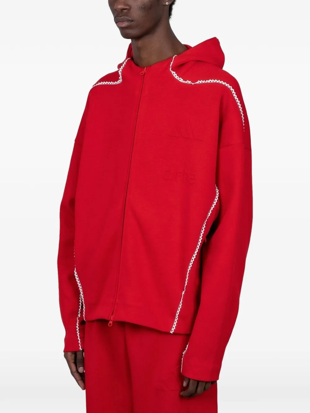 Худи на молнии с отделкой кружевом X Arte Antwerp Adidas, красный — фото 2