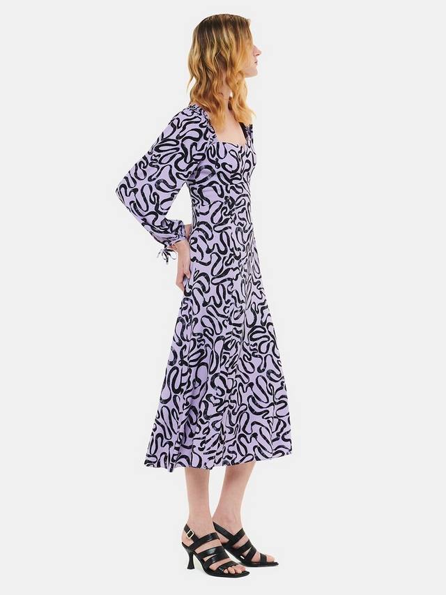 

Платье с принтом из ленты georgie ecovero Whistles, цвет Purple/Multi