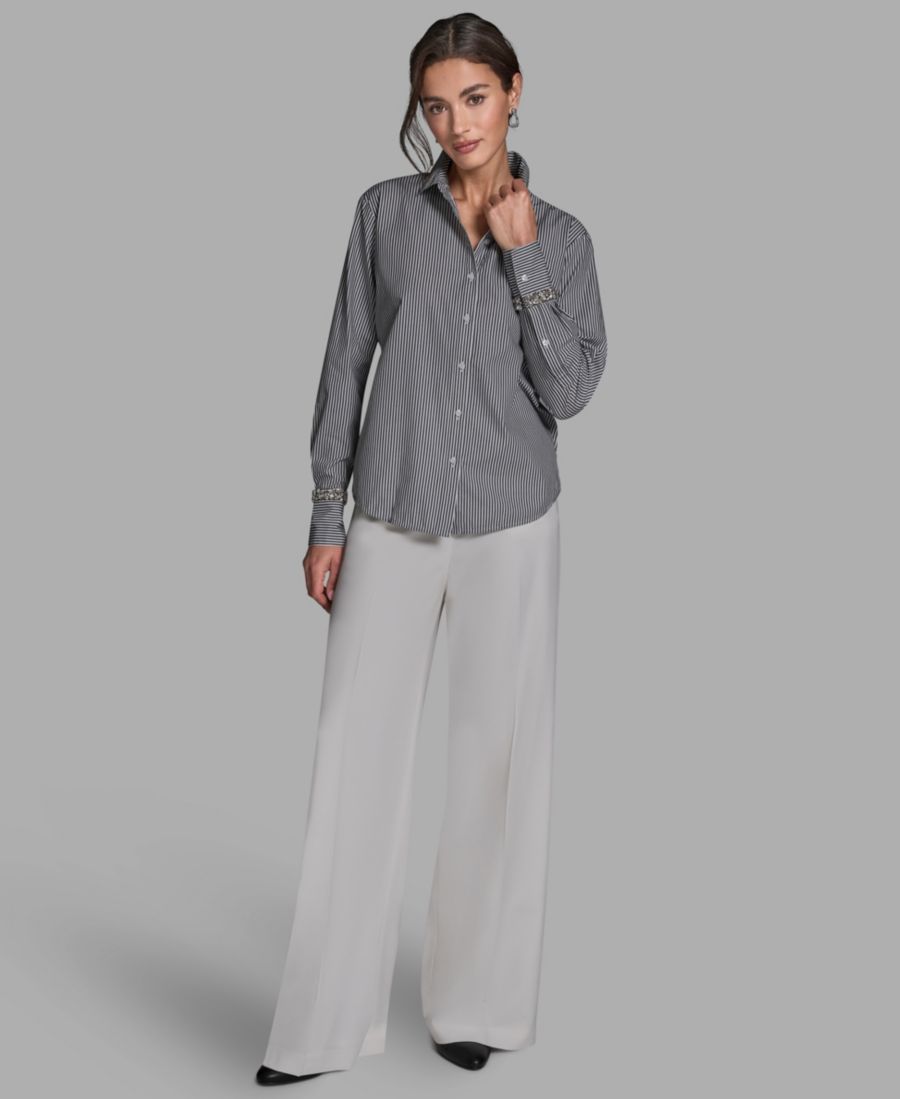 

Женская рубашка с длинными рукавами на пуговицах BCBG, Black/White