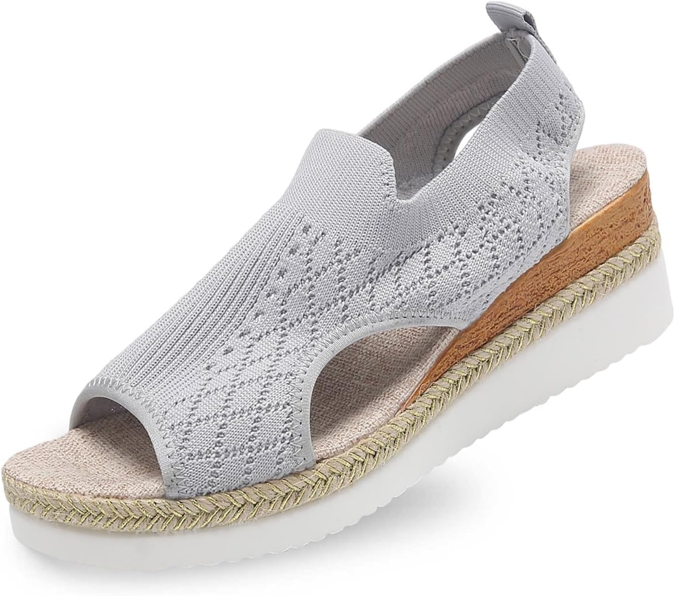 

Женские ортопедические сандалии для ходьбы с удобной поддержкой свода стопы, эспадрильи на танкетке, с открытым носком, летние сандалии на платформе, легко надеваются, для подошвенного фасциита, дышащие сетчатые туфли Toumov, серый