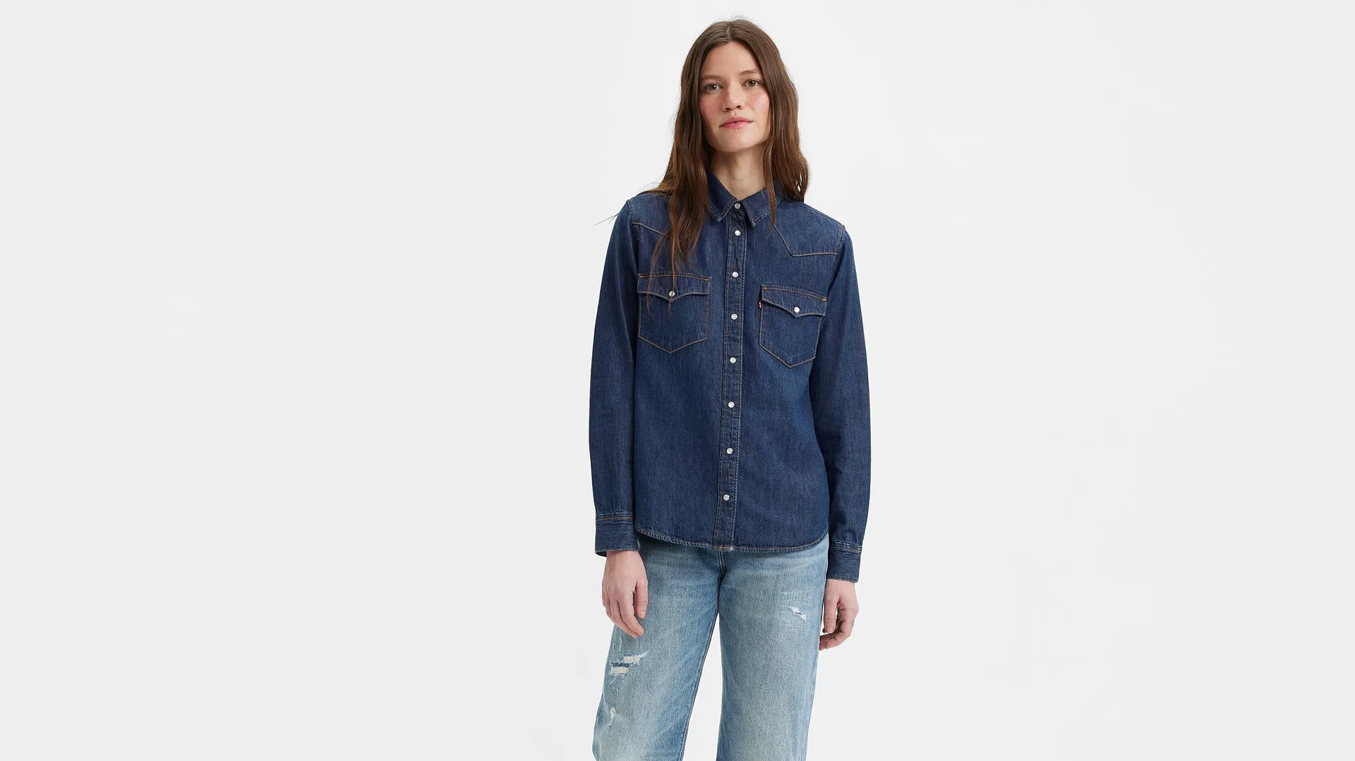 

Джинсовая рубашка в стиле вестерн Levi's, цвет Smokin Hot - Dark Wash