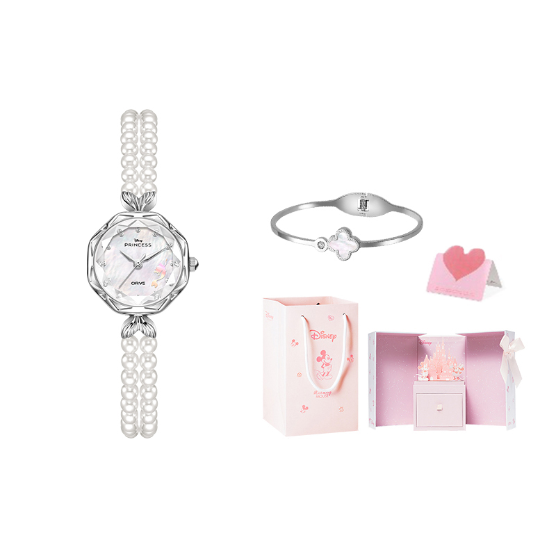 

Часы Princess Mermaid Ocean's Heart с кварцевым механизмом, ремешок из сплава, женские часы, циферблат цвета перламутра Disney