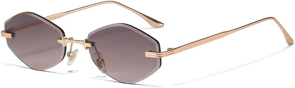 

Ретро-модные безободковые солнцезащитные очки в стиле панк Y2k для женщин и мужчин, винтажные солнцезащитные очки с защитой от УФ-излучения UV400 для использования на открытом воздухе KTUCN, Golden Gray Pink