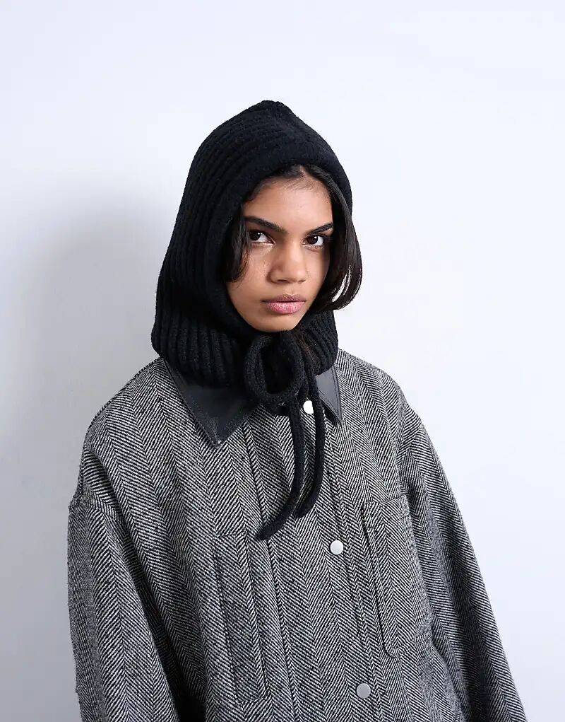 

Ребристая балаклава Topshop Hero черного цвета