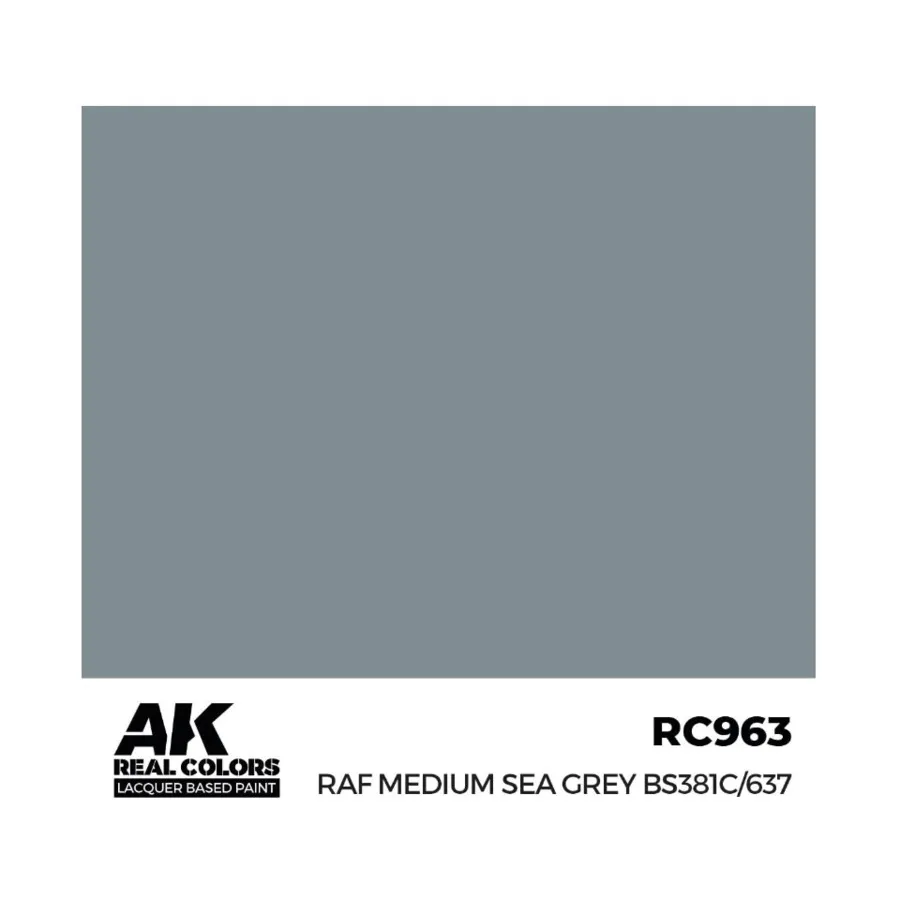 

RAF Средний Морской Серый BS381C/637, Paint - Real Color, Dropper Bottles (AK-Interactive)