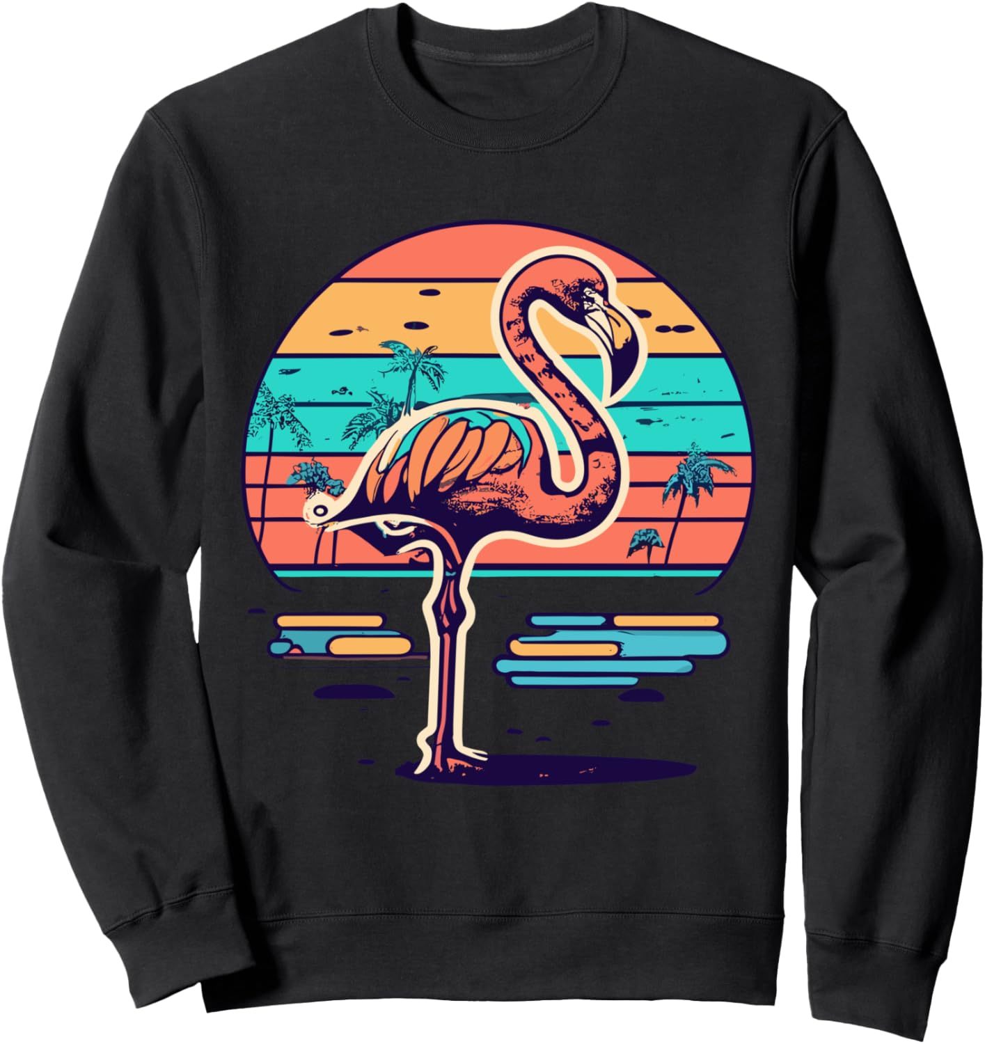 

Ретро-толстовка с тропическим рисунком фламинго Flamingo Retro Sunset Co., черный