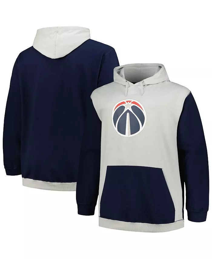 

Мужской теплый худи с капюшоном Washington Wizards Big and Tall Primary Arctic цвета темно-синего и серебристого Fanatics