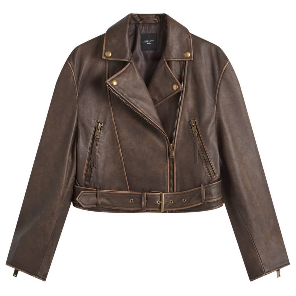 

Кожаная куртка Weekend By Max Mara, цвет dark bown
