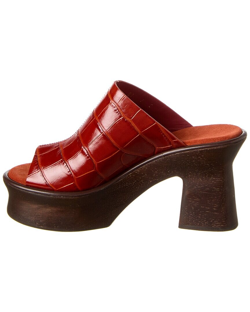 Сандалии Ferragamo Samanta на платформе из кожи с тиснением под крокодила Salvatore Ferragamo, красный — фото 4