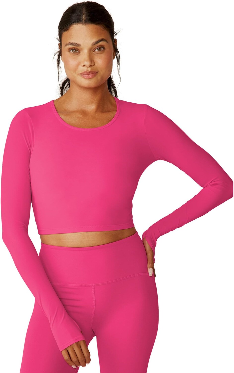 

Свитер Beyond Yoga Performance Knit Resilient Cropped Pullover, цвет Pink Energy