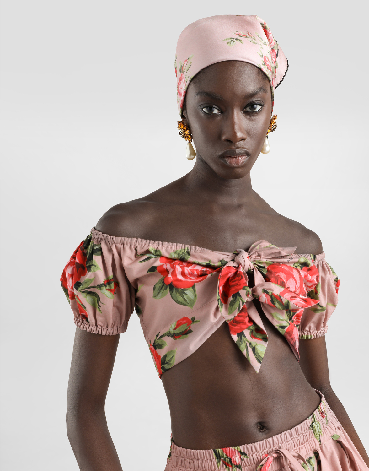 Хлопковый топ с принтом "букет роз" DOLCE & GABBANA, мультиколор — фото 4